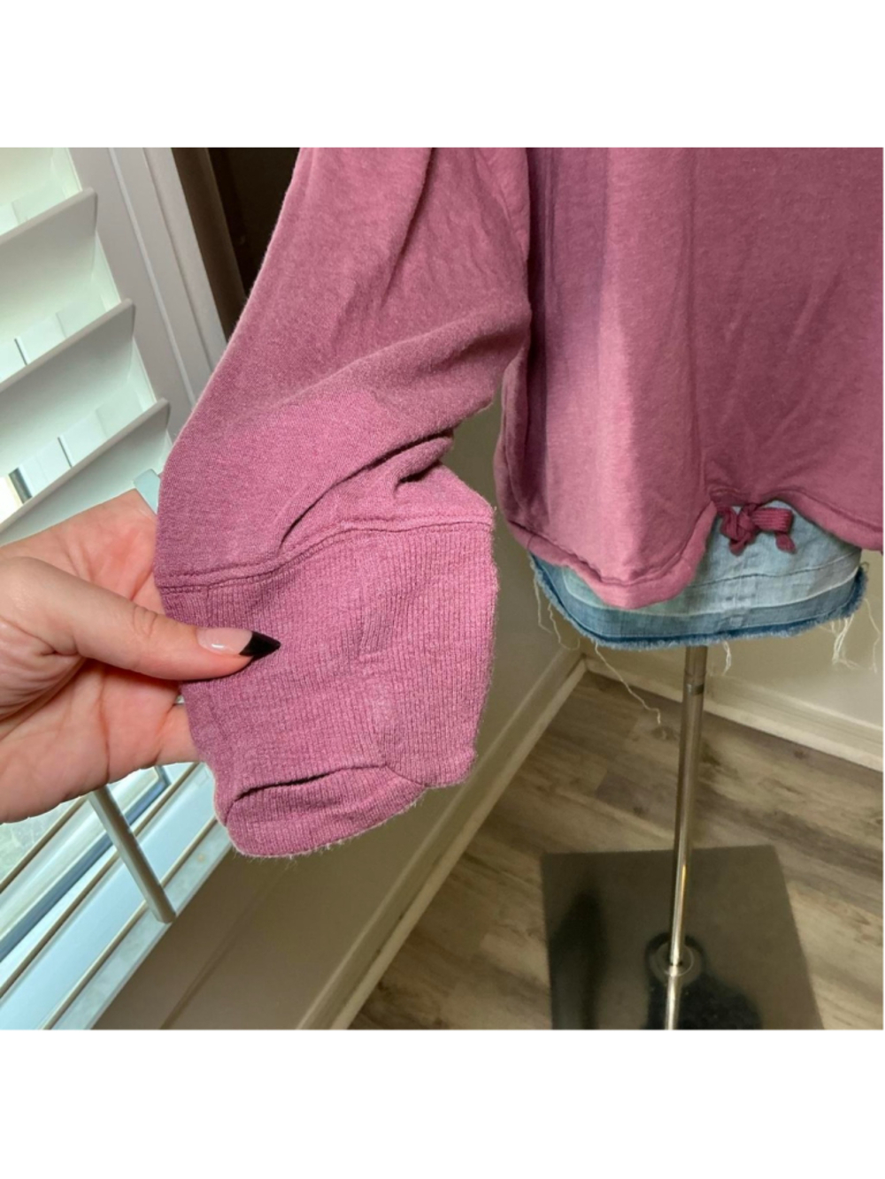 Athleta 2X Mauve Pink Oversized Drawstring Hem Long Sleeve Top - Picture 3 of 6
